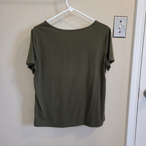 Shein Lace front pocket short sleeve Green Top Size Medium - Picture 4 of 8
